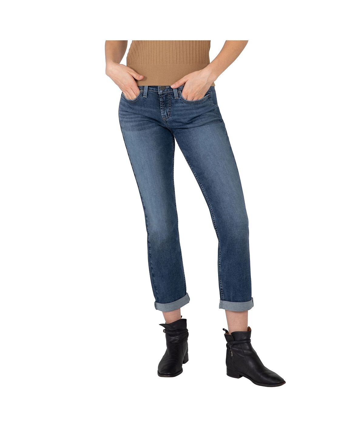 

Женские зауженные прямые джинсы the curvy со средней посадкой Silver Jeans Co.