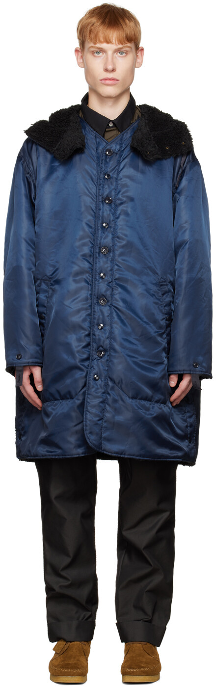 

Темно-синее пальто-лайнер Engineered Garments, Синий