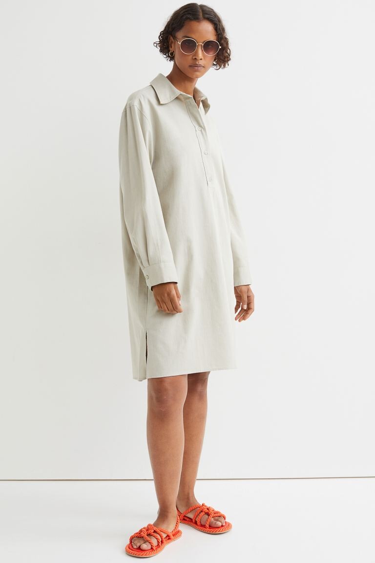 

Рубашка-платье H&M, ярко-зеленый шалфей