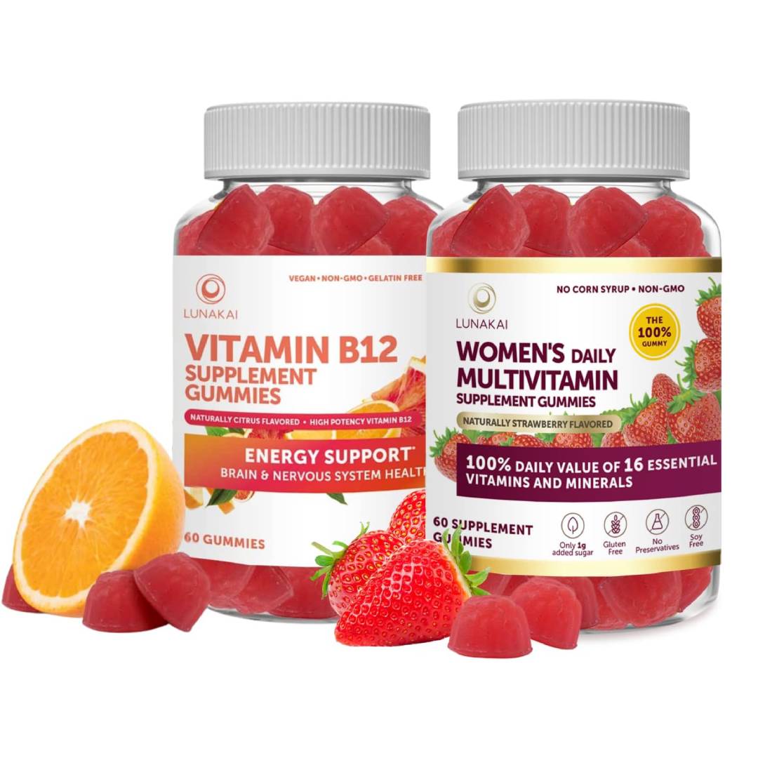 Комплекс Витамин 12 + Мультивитамин для женщин Lunakai, 60 таблеток + 60 таблеток flintstones детский поливитамин с железом фруктовые вкусы 60 жевательных таблеток