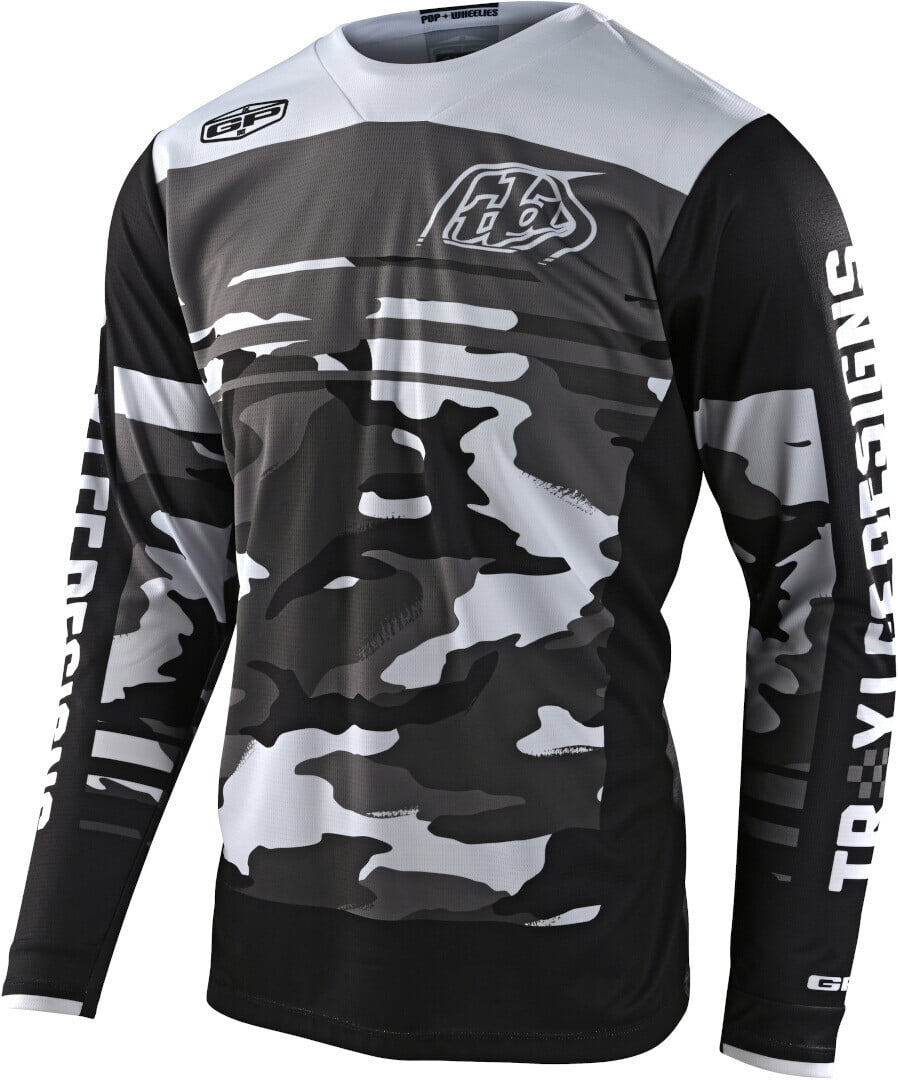 

Джерси Troy Lee Designs GP Formula Camo Мотокросс, черно-серо-белые