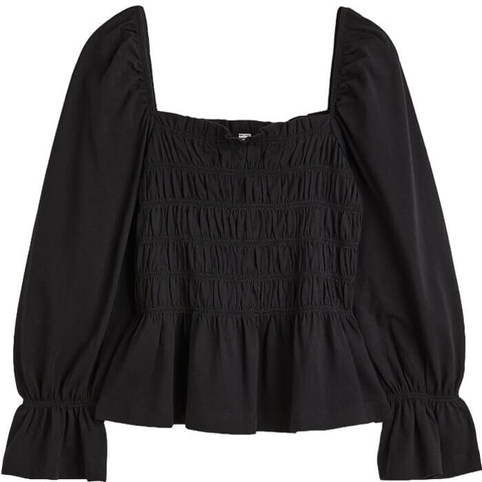 

Топ H&M Smocked, черный