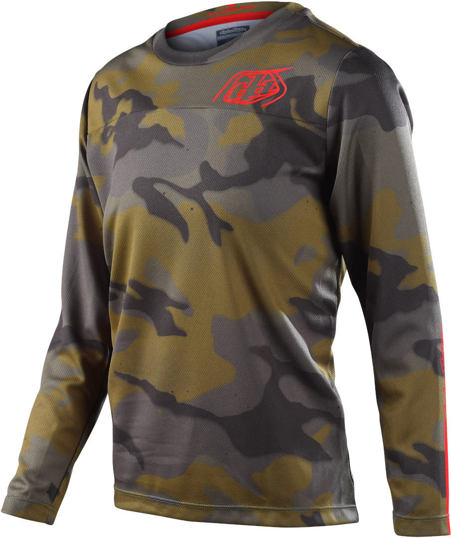 Майка Troy Lee Designs Flowline Spray Camo Молодежная велосипедная, зелено-камуфляж - фото