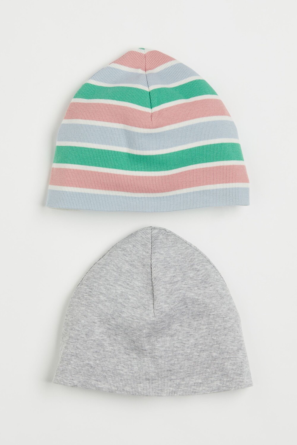 

2 шапки из хлопкового джерси в рубчик H&M Striped, зеленый