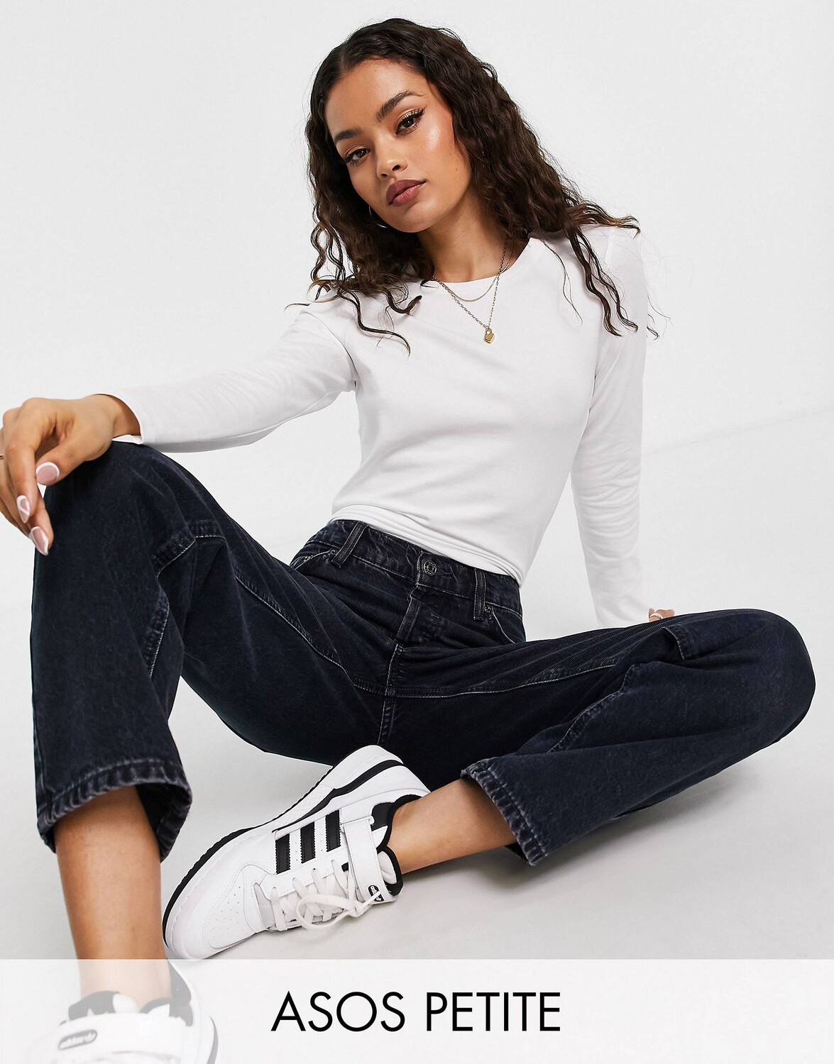 

Белая приталенная футболка с длинным рукавом ASOS DESIGN Petite Ultimate, Белый