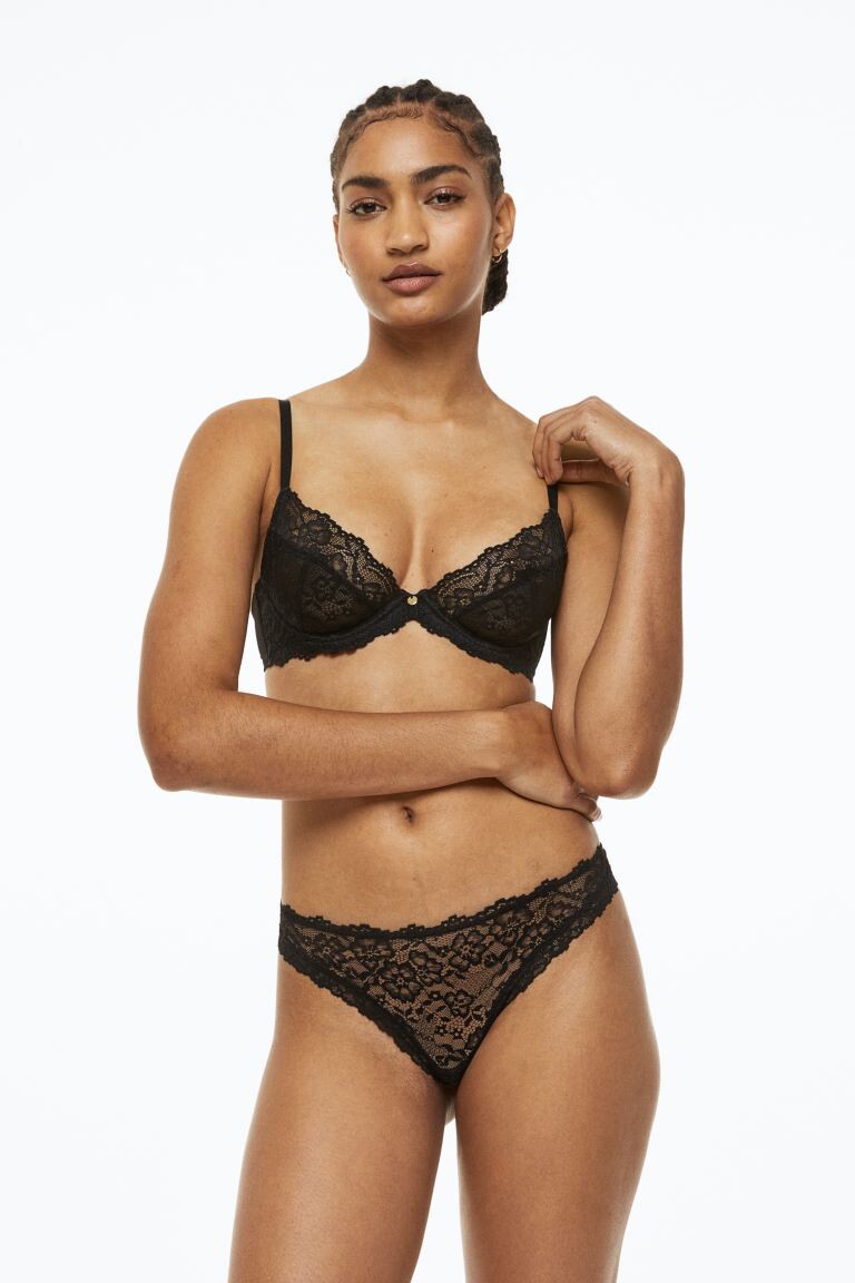 

Кружевной бюстгальтер без косточек на косточках H&M, черный