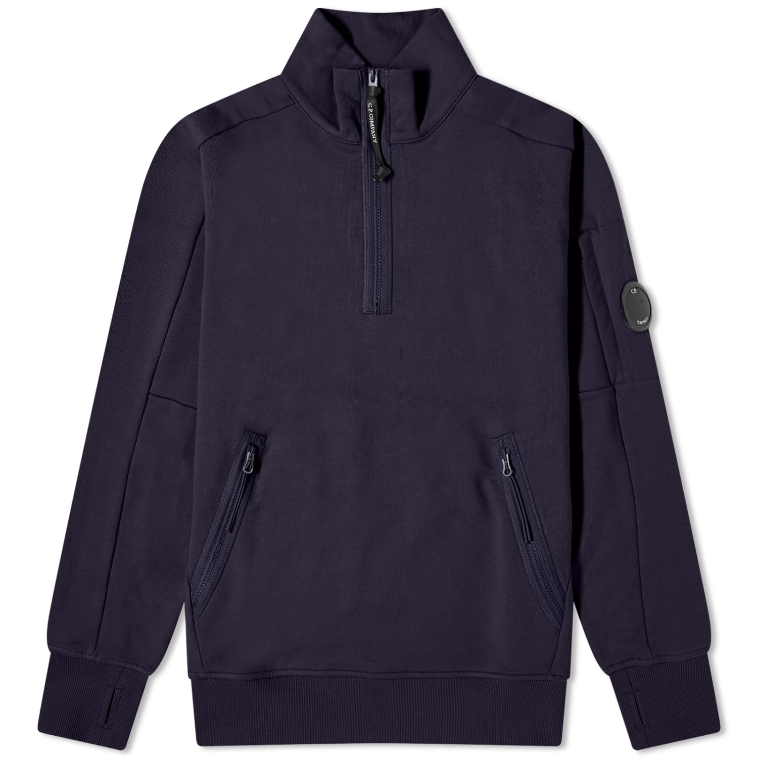 фиолетовая с флисом и помпоном 710 11 д ст fj Свитшот C.P. Company Diagonal Raised Fleece Zipped, темно-синий