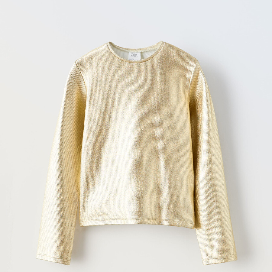 

Лонгслив для девочки Zara Ribbed, золотистый