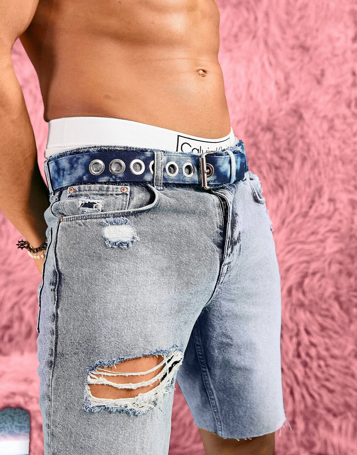 

Широкий ремень ASOS DESIGN в стиле тай-дай с большими люверсами