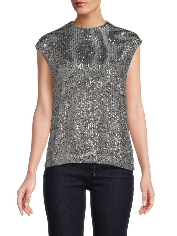 

Топ с короткими рукавами и пайетками Calvin Klein Silver