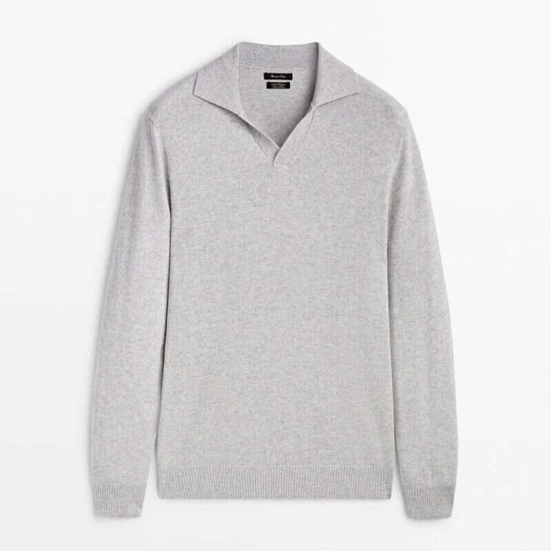 

Свитер-поло Massimo Dutti 100% Cashmere, серый
