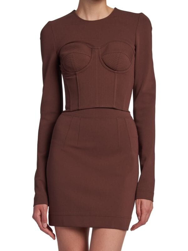 

Корсетный топ DOLCE&GABBANA с длинными рукавами, коричневый