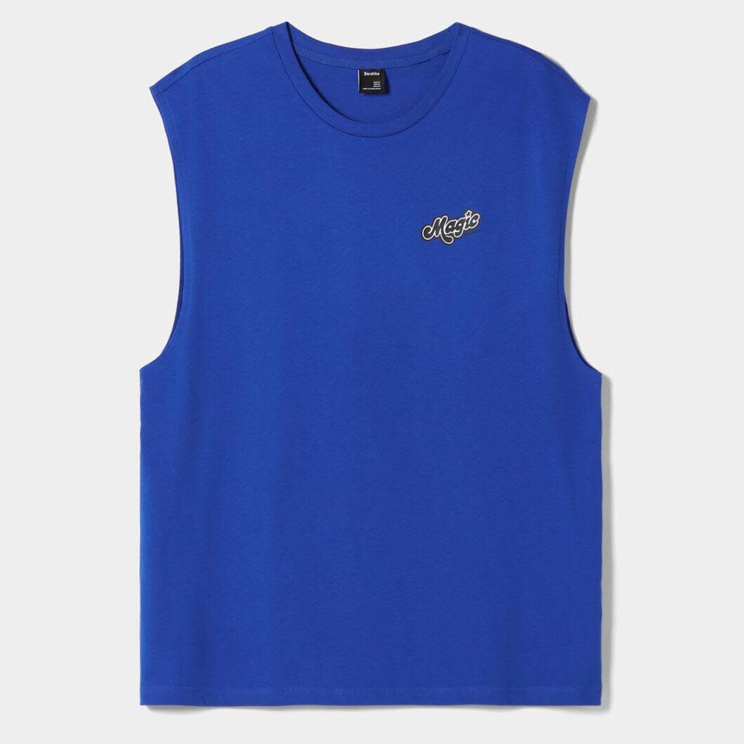 

Футболка Bershka Worker-style Fit Sleeveless, синий