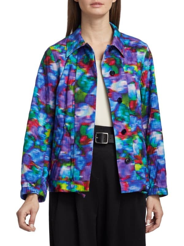 

Куртка Dries Van Noten из хлопка и шелка с принтом varella, голубой