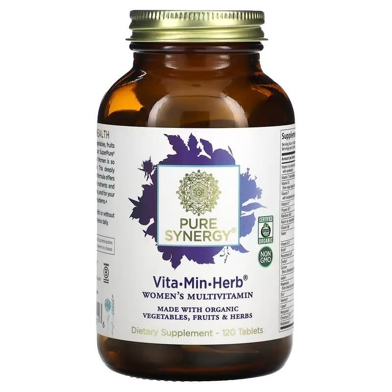 Мультивитамины для женщин Pure Synergy Vita-Min-Herb, 120 таблеток pure synergy purenatal 120 таблеток