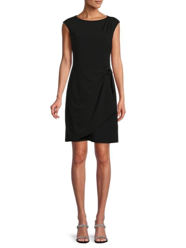 

Однотонное платье с запахом из искусственной ткани DKNY Black
