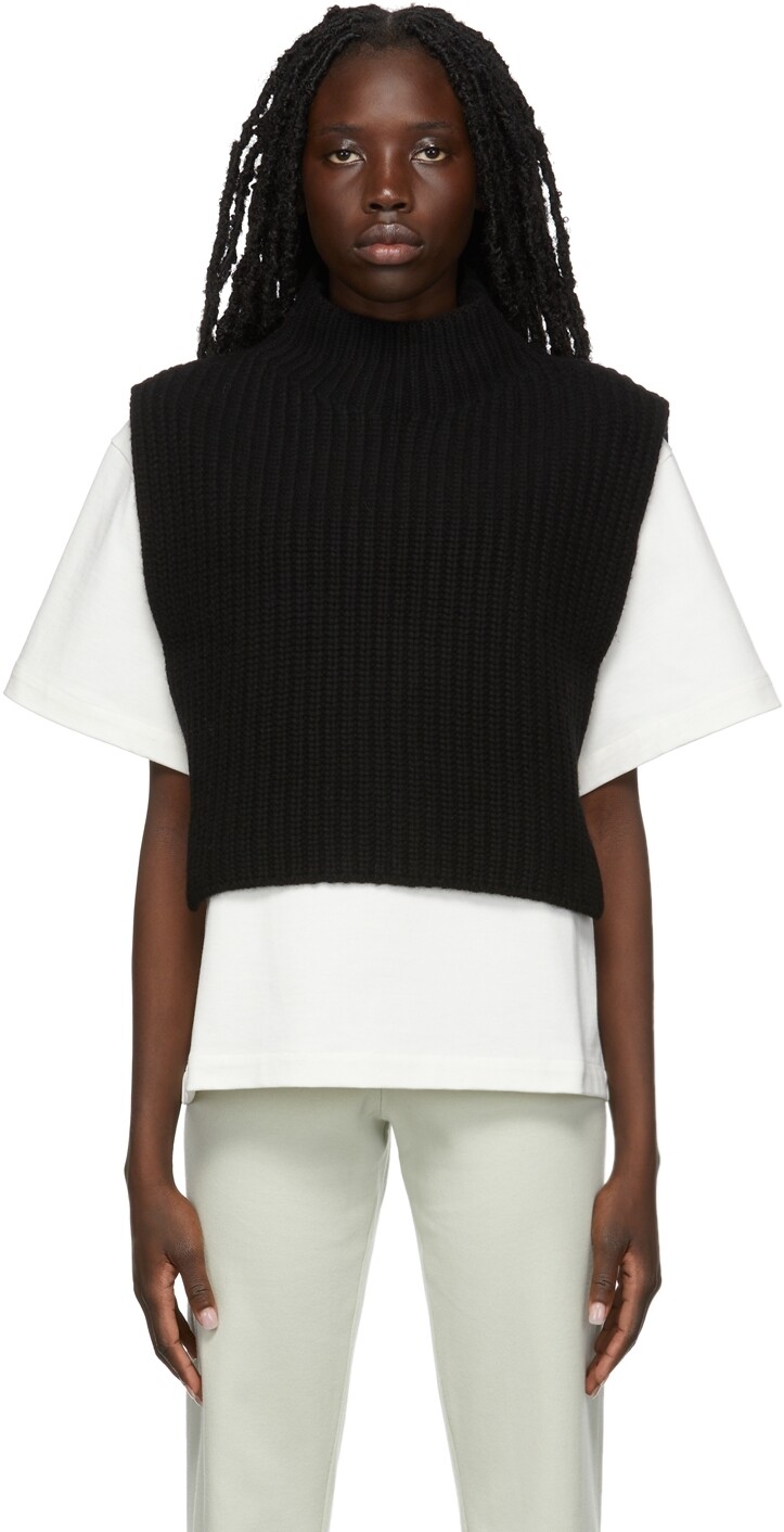 

SSENSE Эксклюзивный черный жилет из кашемира с нагрудником Jil Sander