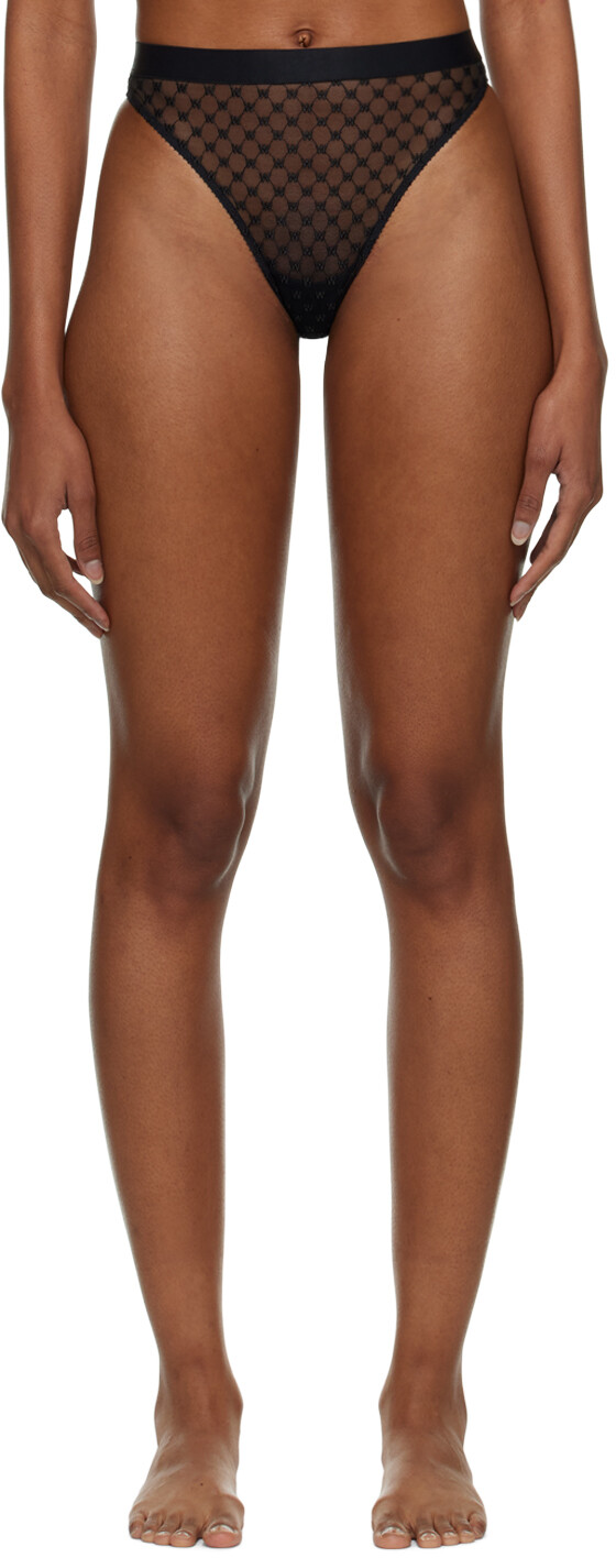 

Черные стринги с вышивкой Wolford