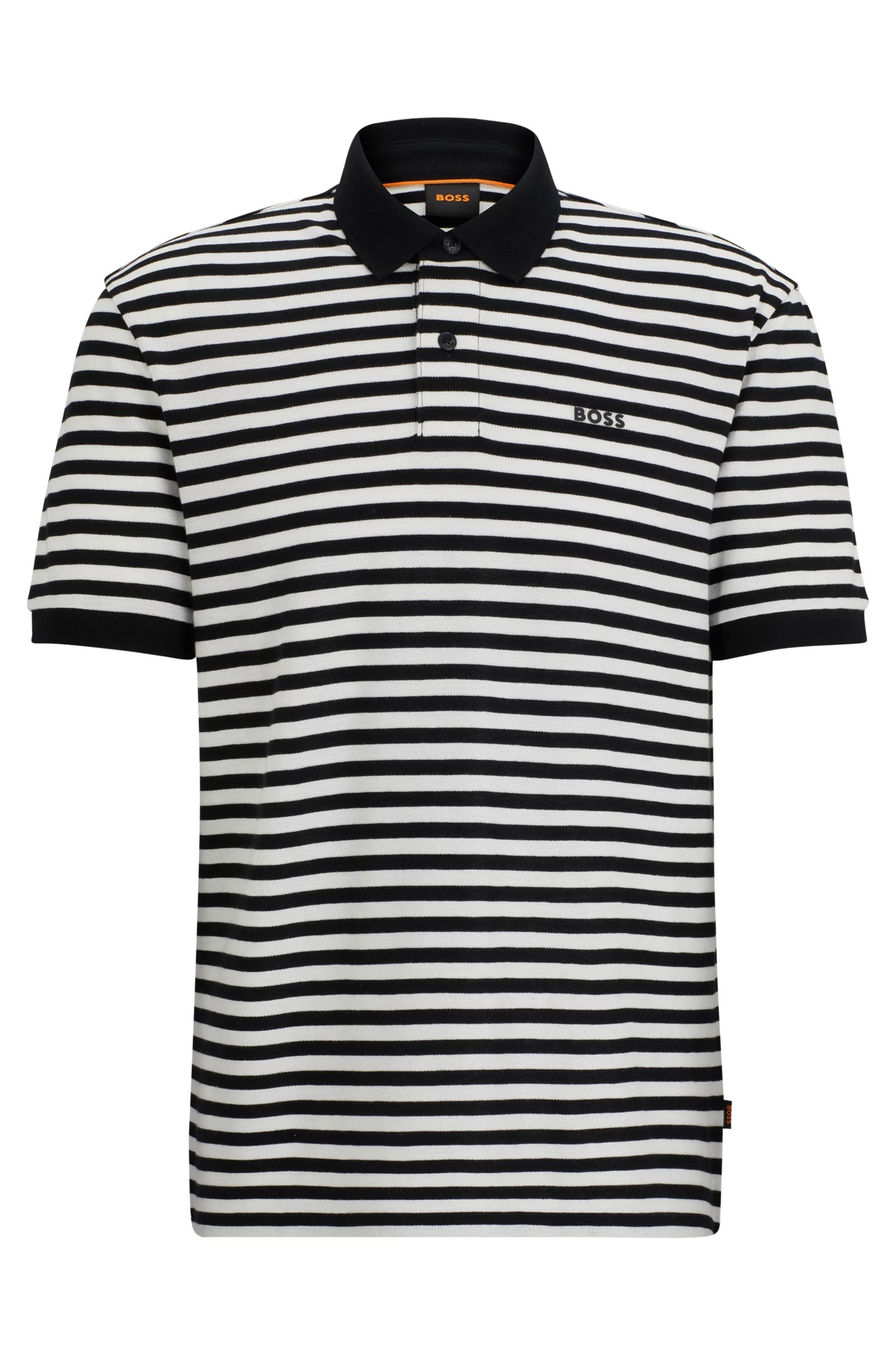 Футболка поло Boss Cotton-piqué With Horizontal Stripe, черный