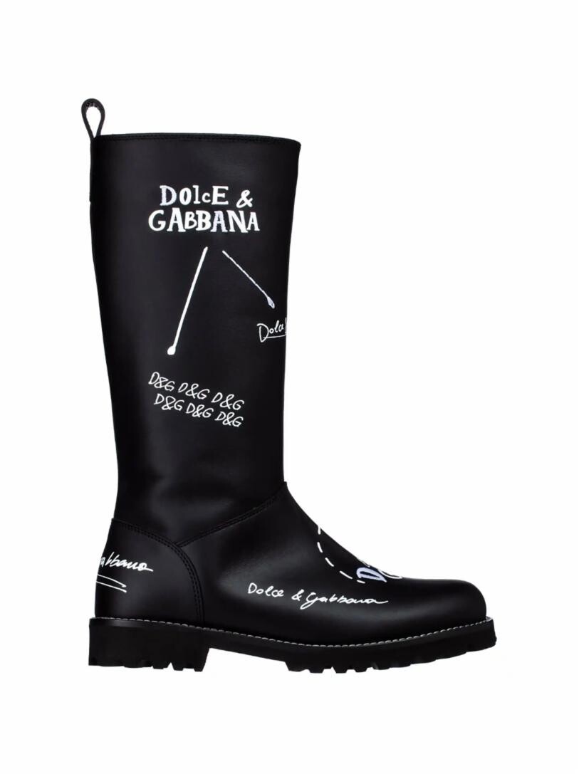 

Кожаные сапоги с логотипом Dolce&Gabbana