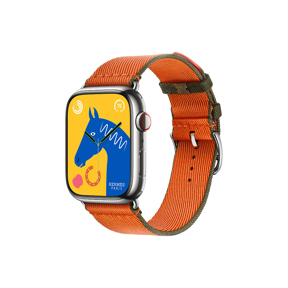

Умные часы Apple Watch Series 9 Hermes (GPS + Cellular), 45мм, Silver Case/Orange/Kaki Twill Jump