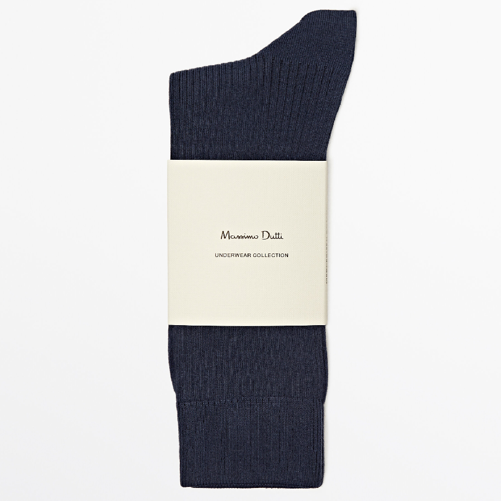 Носки Massimo Dutti Long With Microribbing, синий цена и фото