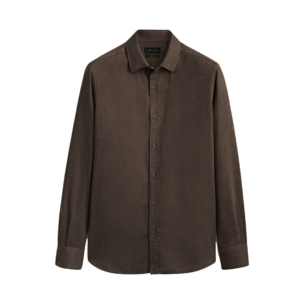 

Рубашка Massimo Dutti Slim Fit Cotton Melange, коричневый