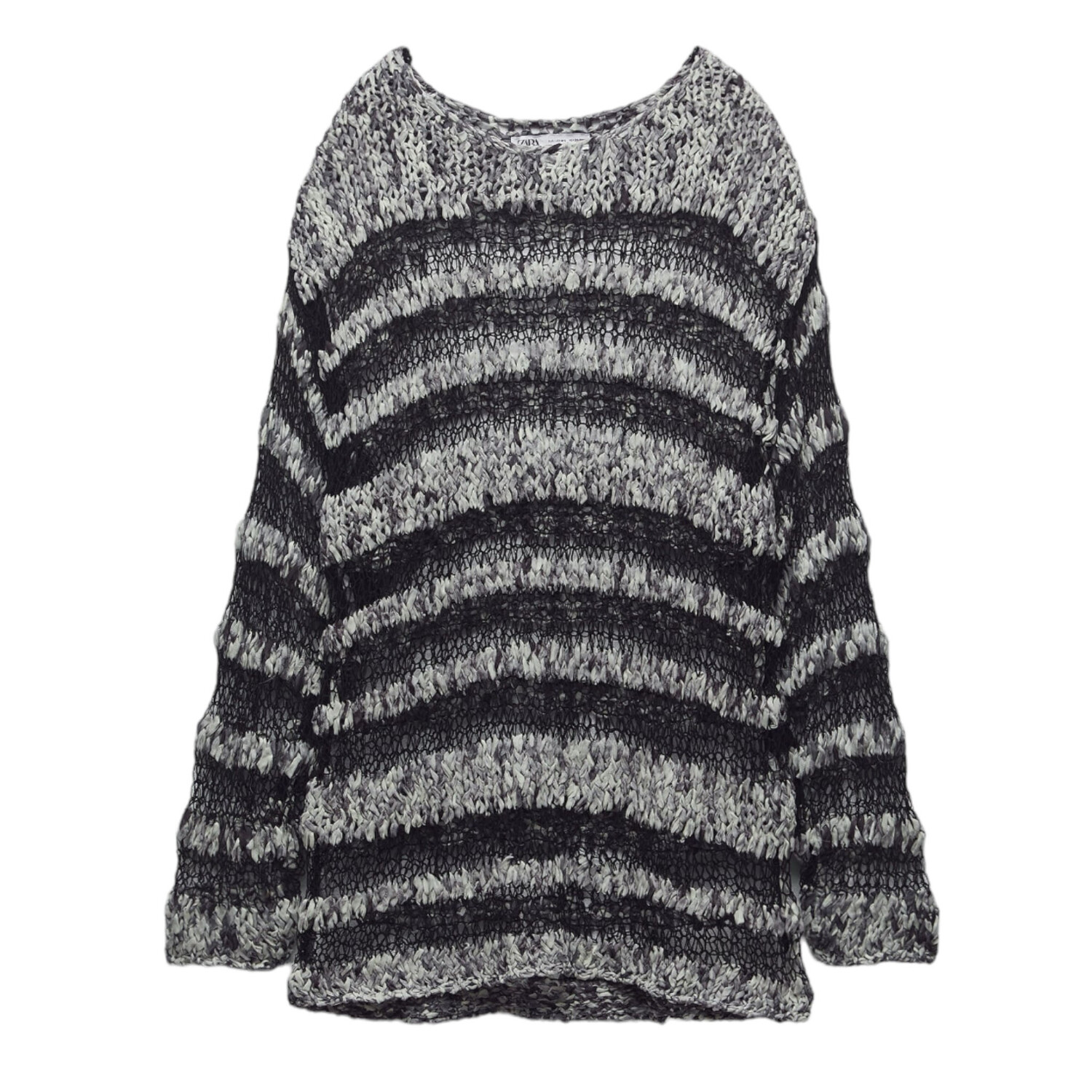 

Свитер Zara Tie-dye Knit With Ribbons, серый