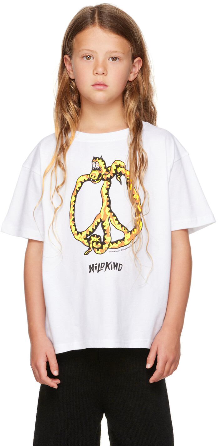 

Детская белая футболка Peace Snake Wildkind, Белый