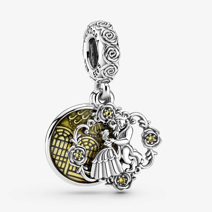 

Шарм-подвеска Pandora x Disney Beauty And The Beast Dancing, серебро/желтый