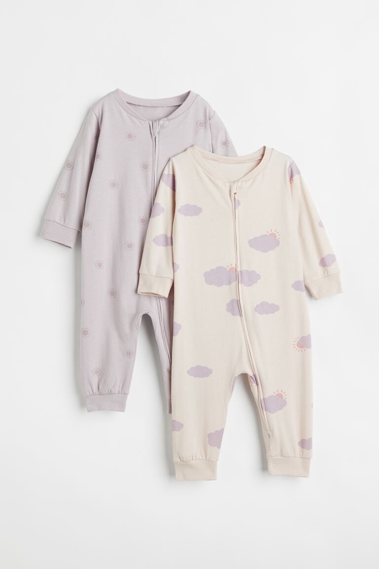 

2 пары пижам из хлопка с рисунком H&M, светло-бежевый/облака