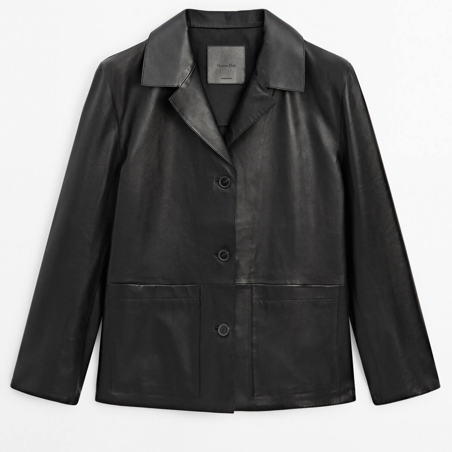 Пиджак Massimo Dutti Nappa Leather, черный