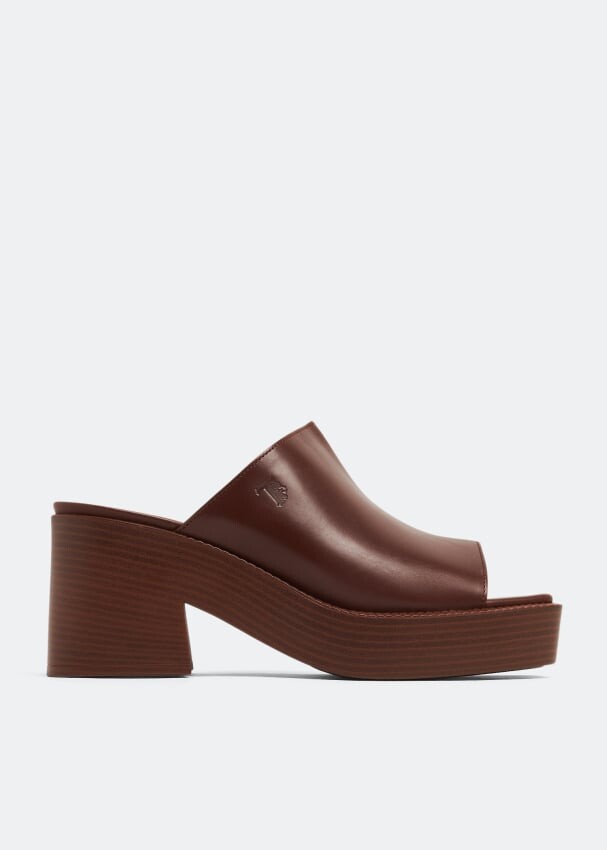

Мюли TOD'S Leather platform mules, коричневый