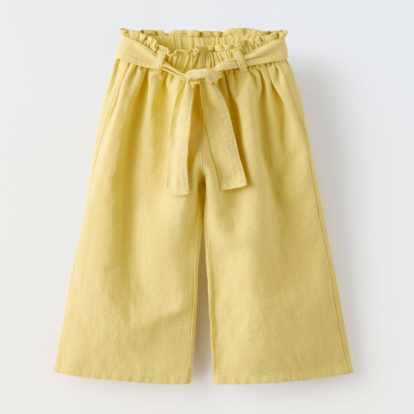 Брюки Zara Linen Blend Sash Belt, желто-зеленый юбка шорты zara linen blend with belt бежевый