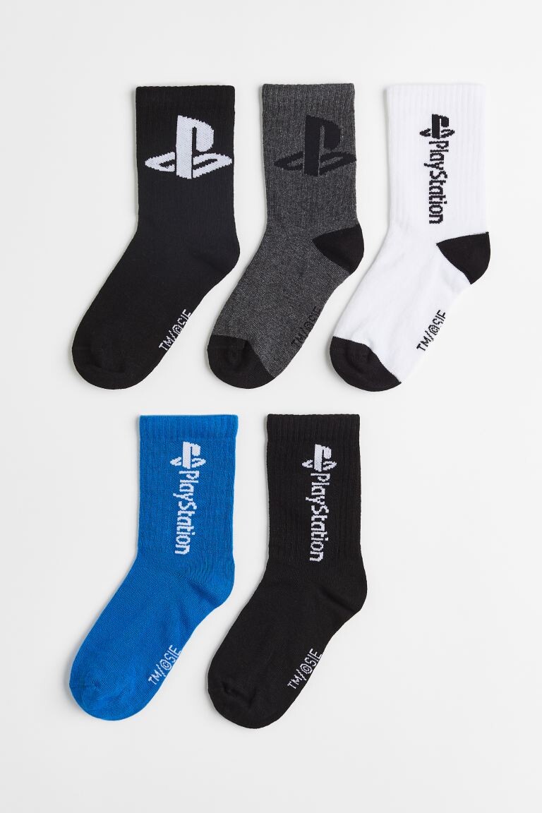 

5 пар носков с вышивкой H&M с принтом PlayStation, черный