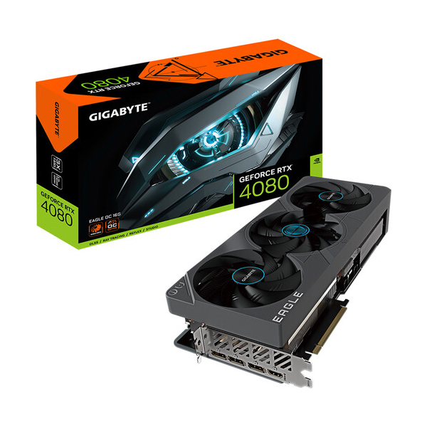 Видеокарта Gigabyte GeForce RTX 4080 EAGLE OC, 16ГБ, GV-N4080EAGLE OC-16GD, серый - фото