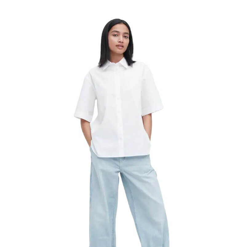 

Рубашка Uniqlo JW Anderson Cotton Relaxed Fit Short Sleeved, белый