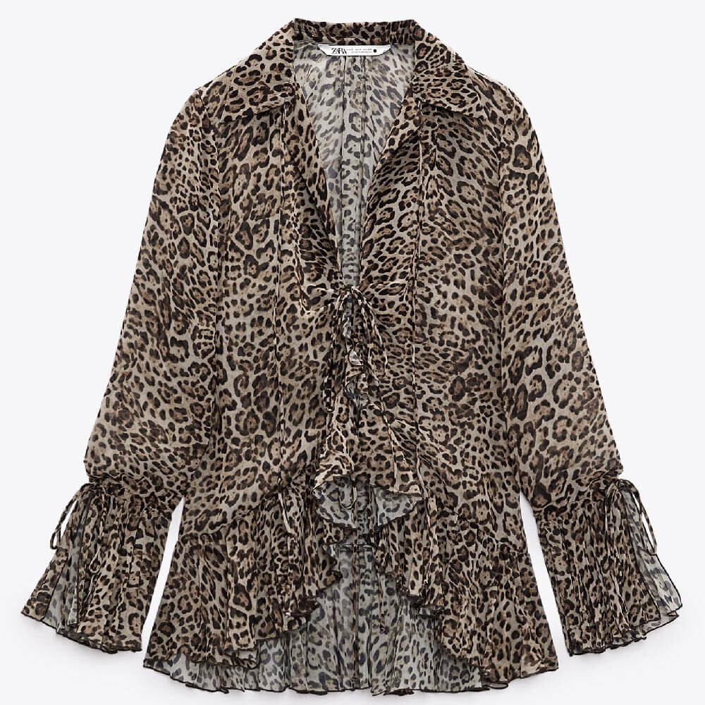 

Блуза Zara Printed Ruffles, леопард