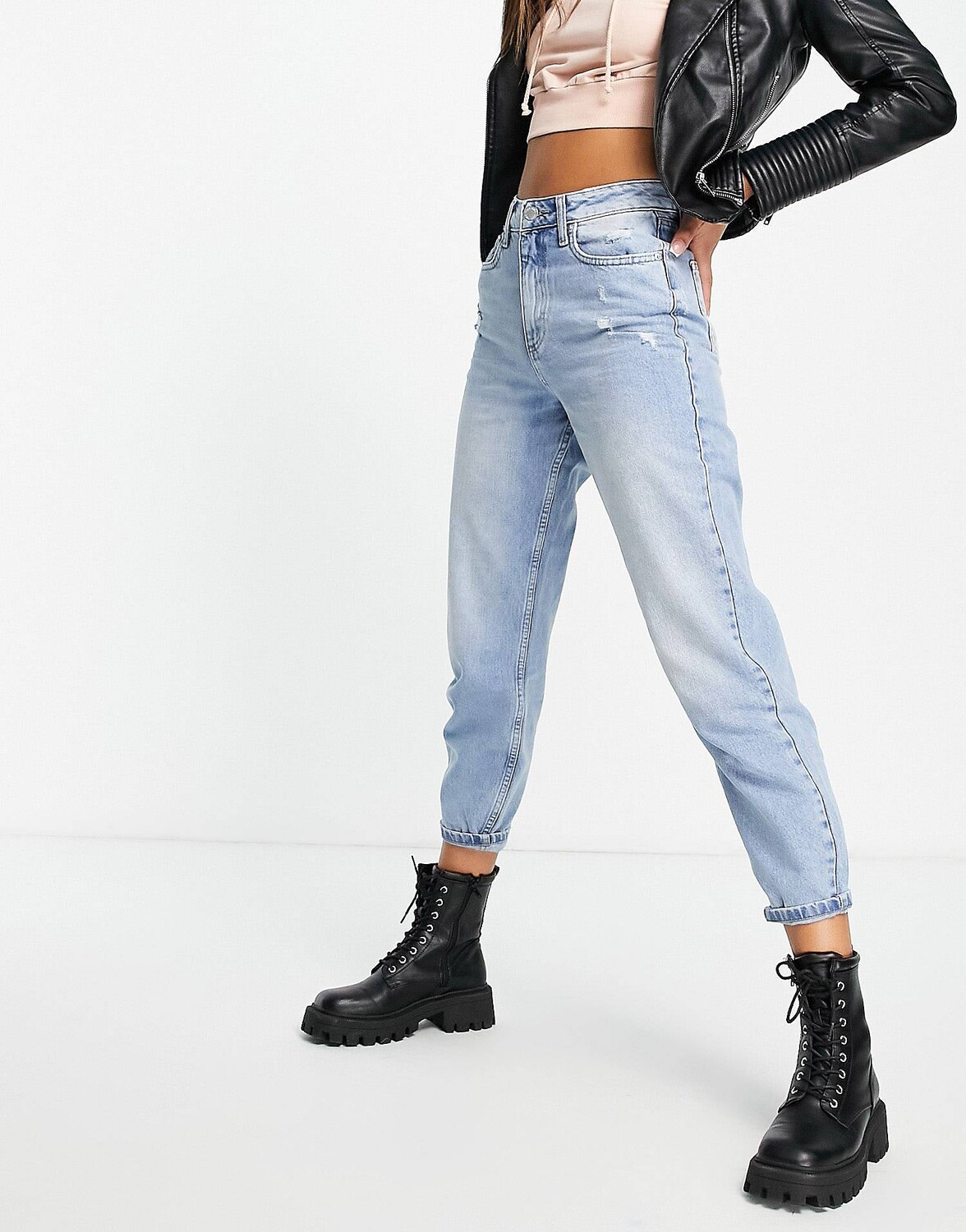 

Светло-голубые зауженные джинсы с завышенной талией Miss Selfridge Mom