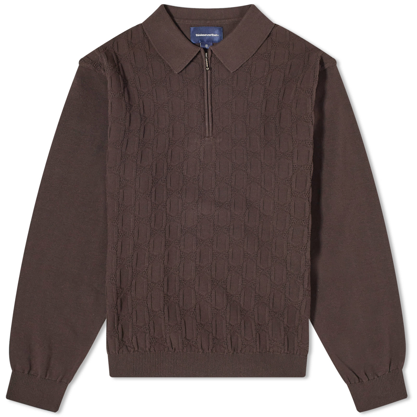 Свитер Thisisneverthat Cable Knit Zip, коричневый мужской свитер thisisneverthat pixel