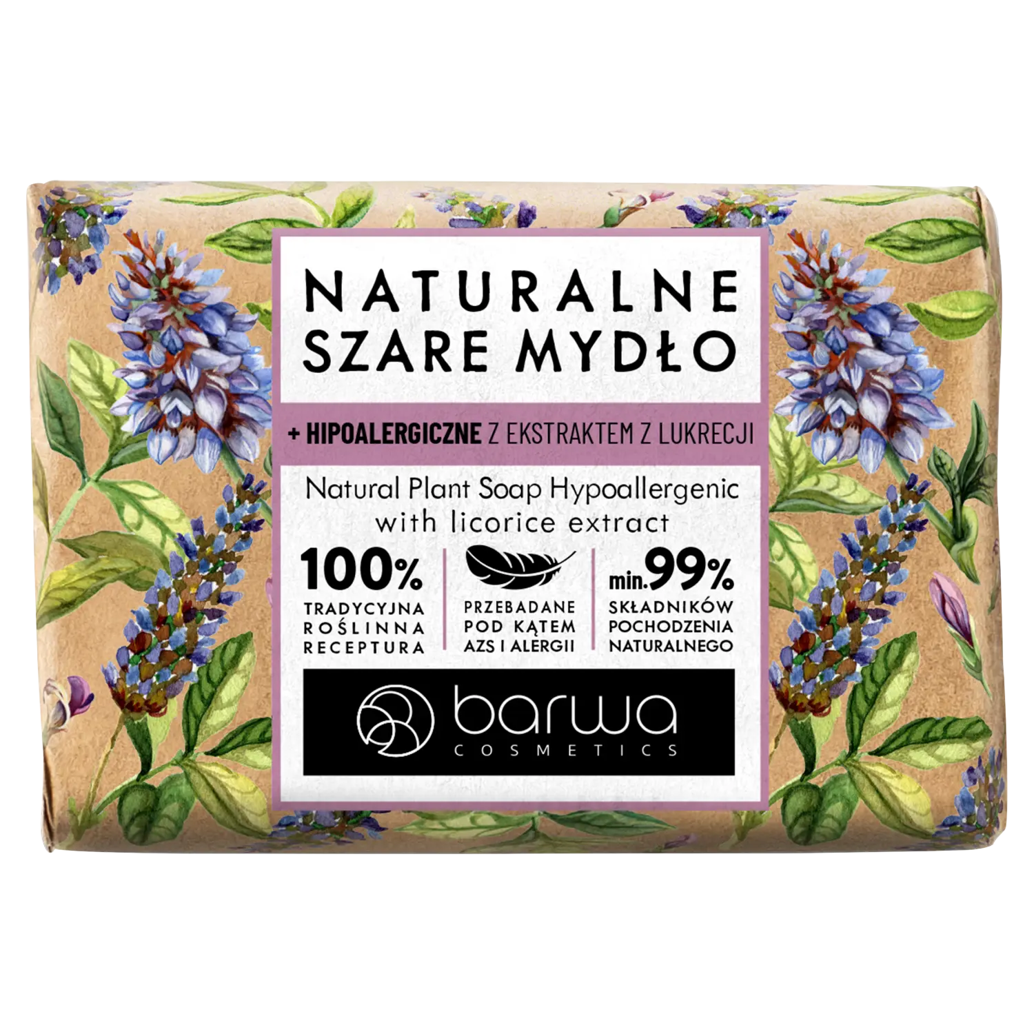 

Barwa Cosmetics натуральное мыло твердое серое с экстрактом лакрицы, 90 г