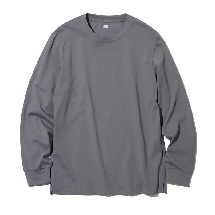 

Лонгслив Uniqlo Airism Cotton Crew Neck, серый