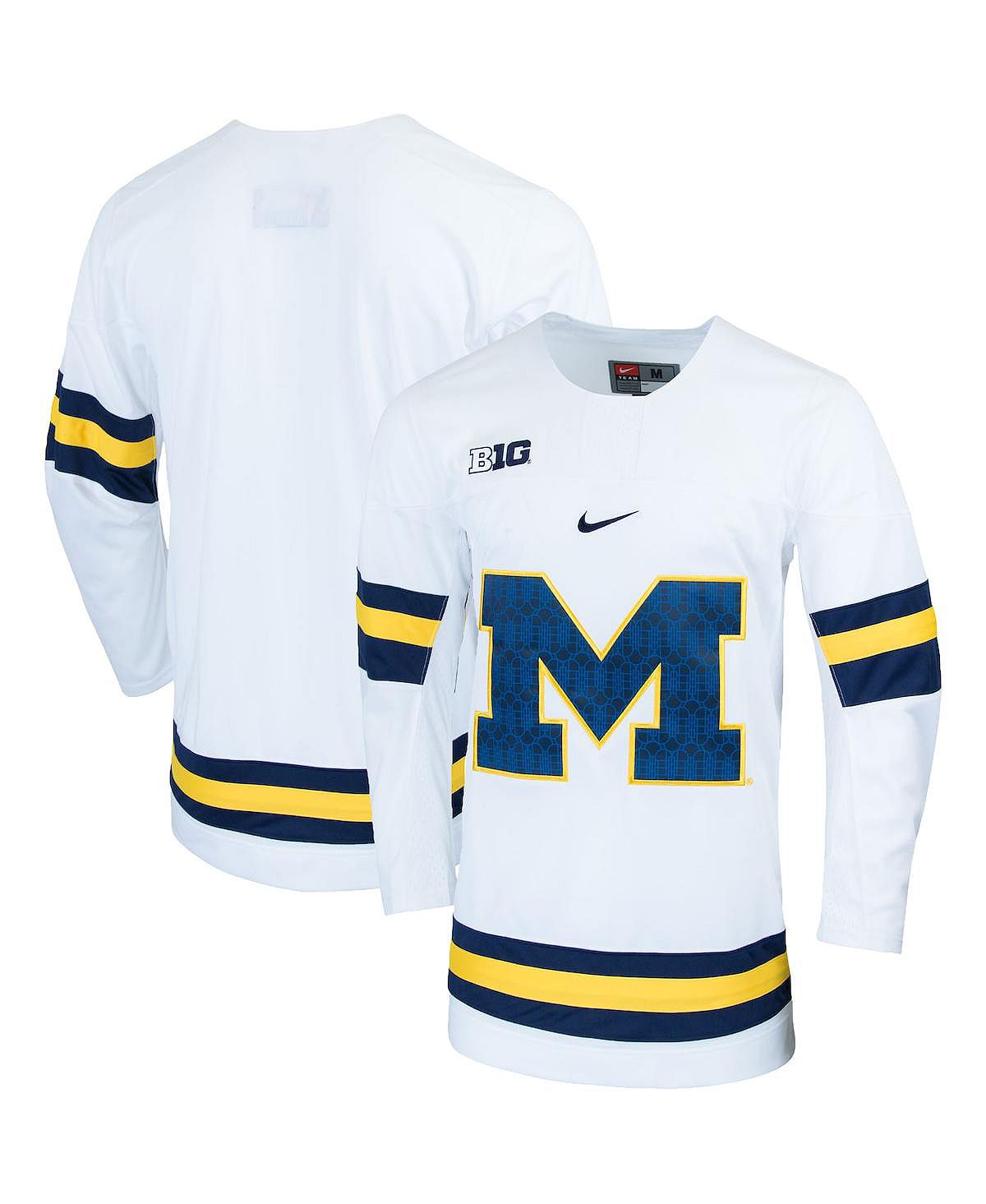 

Мужская белая хоккейная майка колледжа Michigan Wolverines Replica Nike