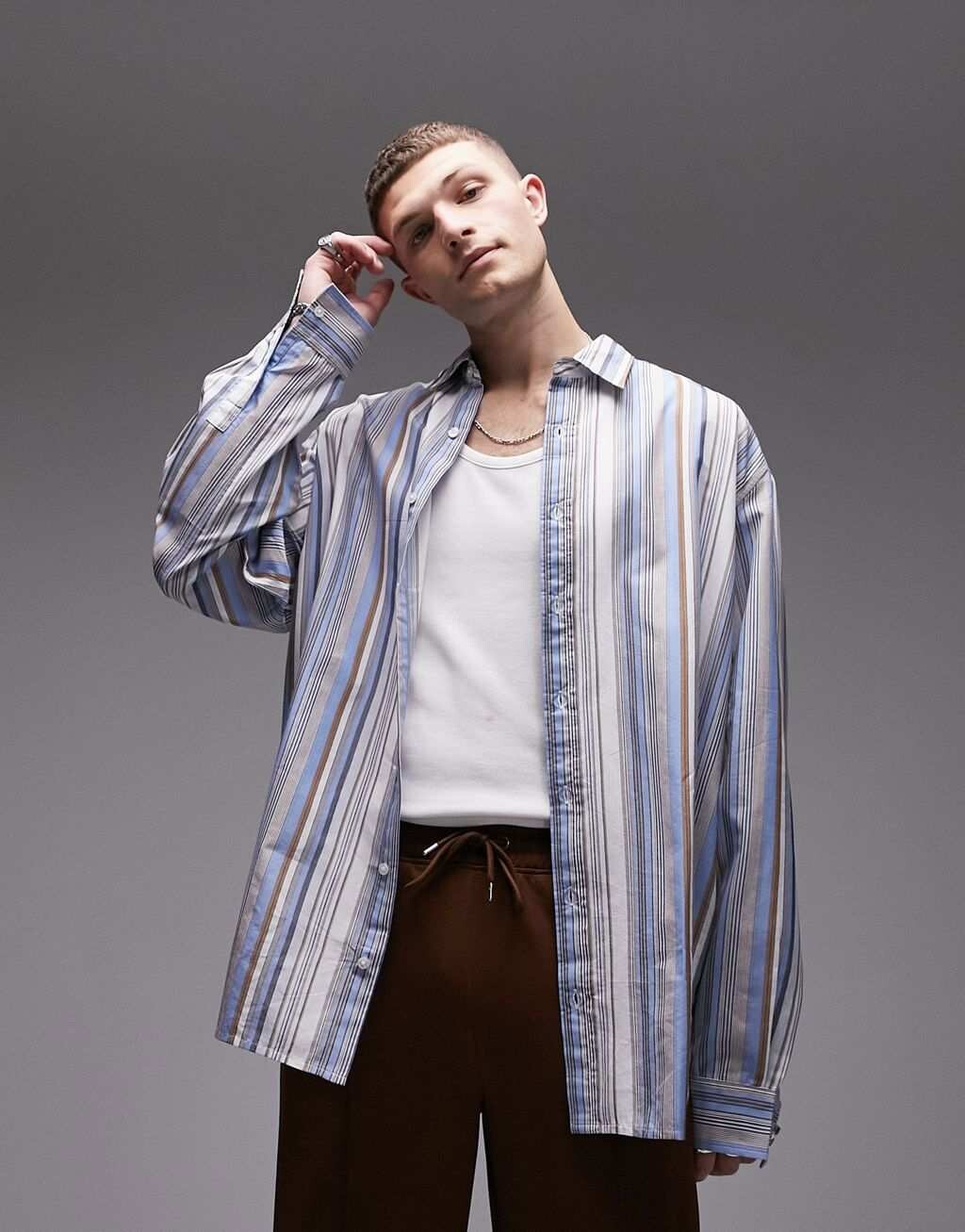 Разноцветная полосатая рубашка оверсайз Topman