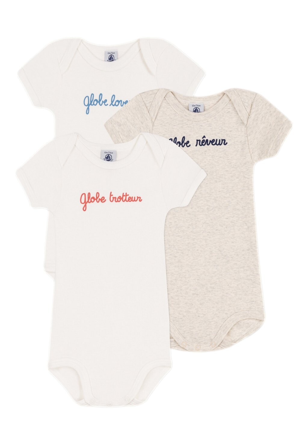 

Боди LOT DE 3 Petit Bateau, цвет multicolor white