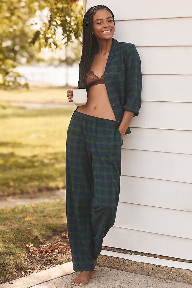 

Пижама фланелевая Eberjey с длинными рукавами, windowpane plaid