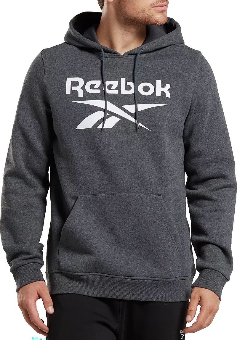 Мужской флисовый пуловер с капюшоном Reebok Identity с логотипом, серый фото
