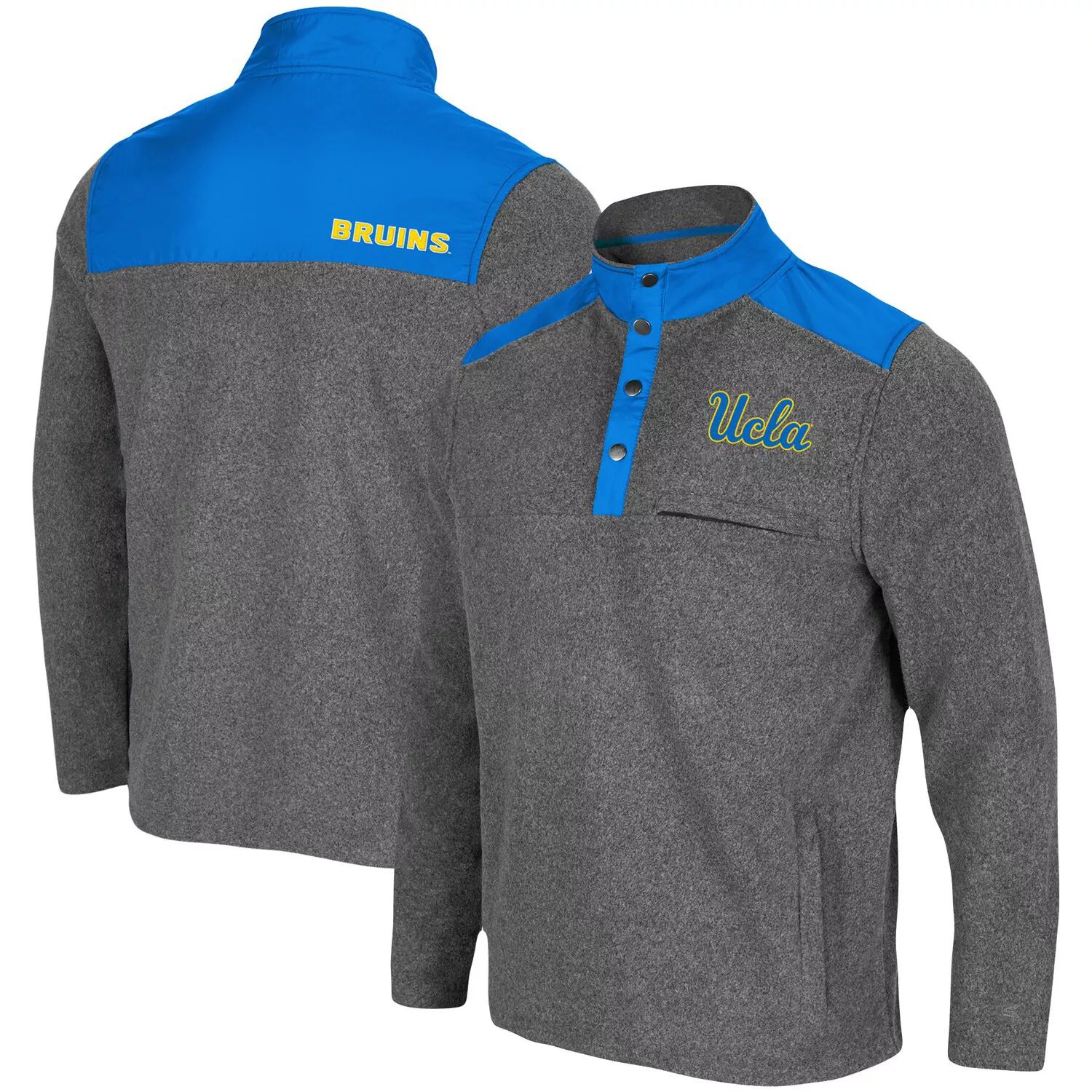 Мужской темно-серый/синий пуловер UCLA Bruins Huff Snap Snap Colosseum