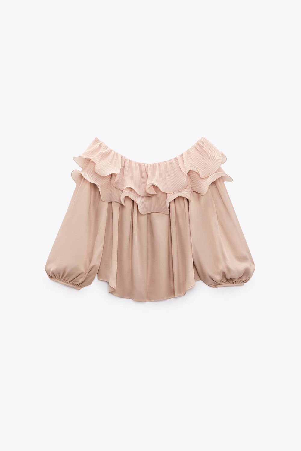 

Атласный топ с оборками ZARA, розовый
