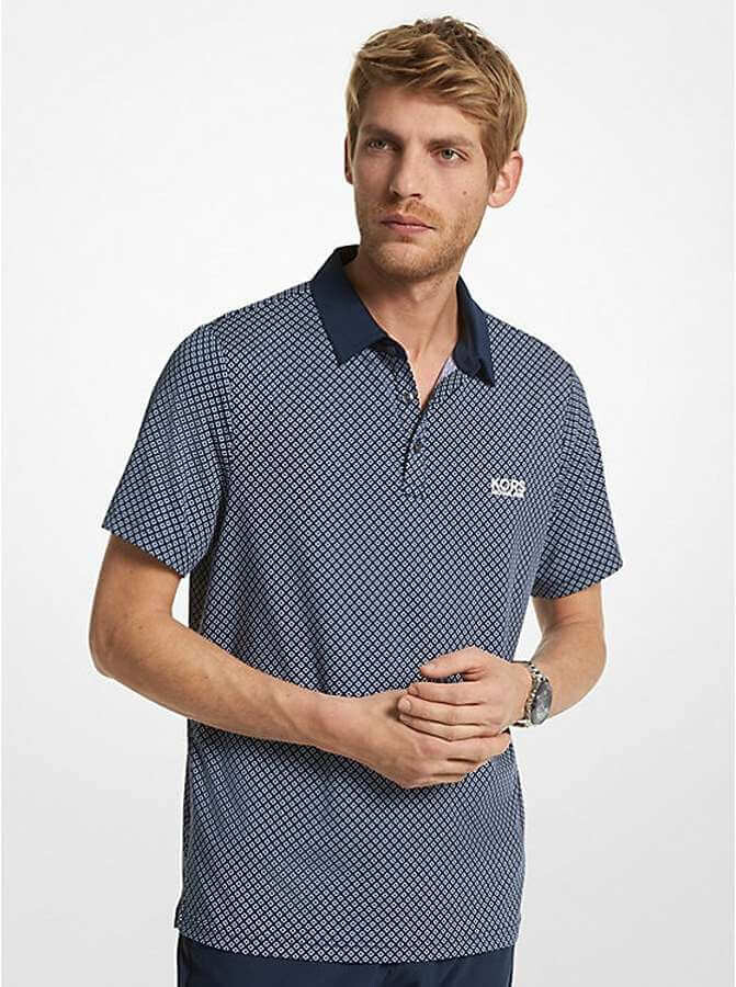 

Футболка-поло Michael Kors Golf Printed Stretch Jersey Polo, темно-синий